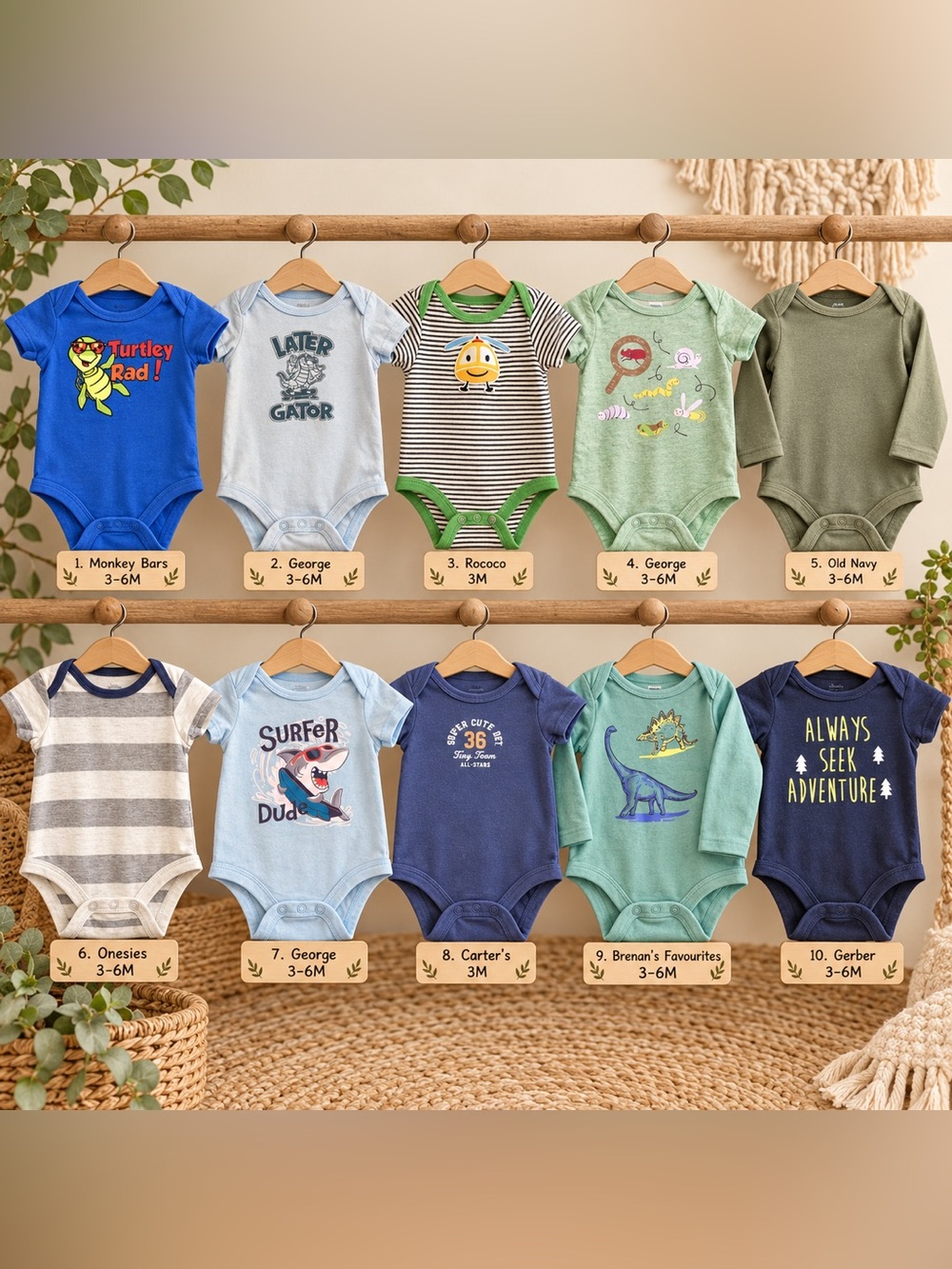 💙 Baby Boy 10pc Onesie Bundle 3-6M | Carter’s Old Navy Gerber